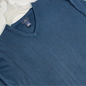 Dockers Men's Blue V-Neck Long Sleeve Pullover Sweater ~‎ Excellent